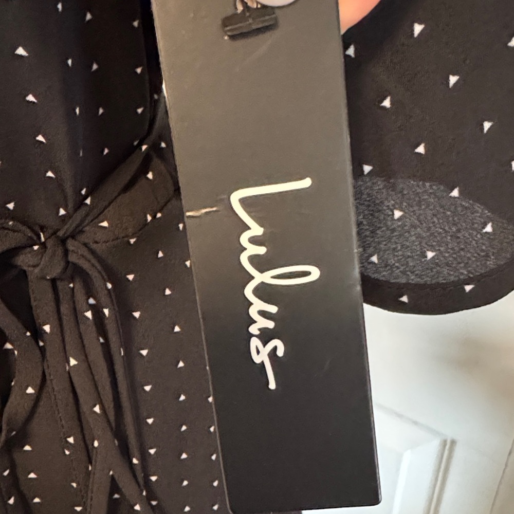 Lulu’s Black - White Wrap Dress - Classic Women's Dress - Picture 2 of 13